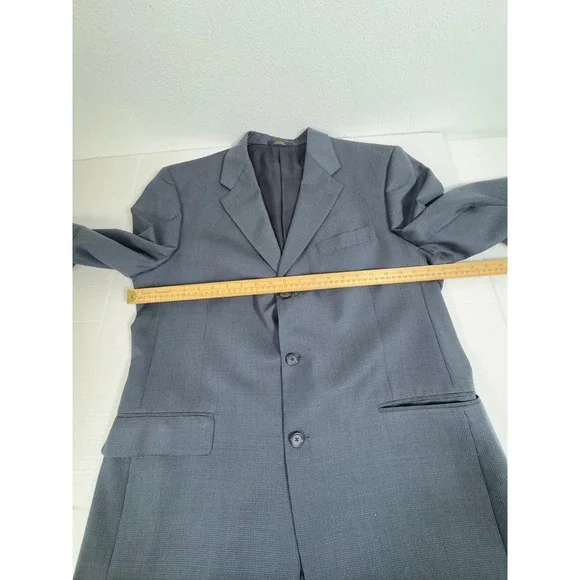 Hart Schaffner Marx Mens Blue Houndstooth 3 Button Blazer Sport Coat USA Prep